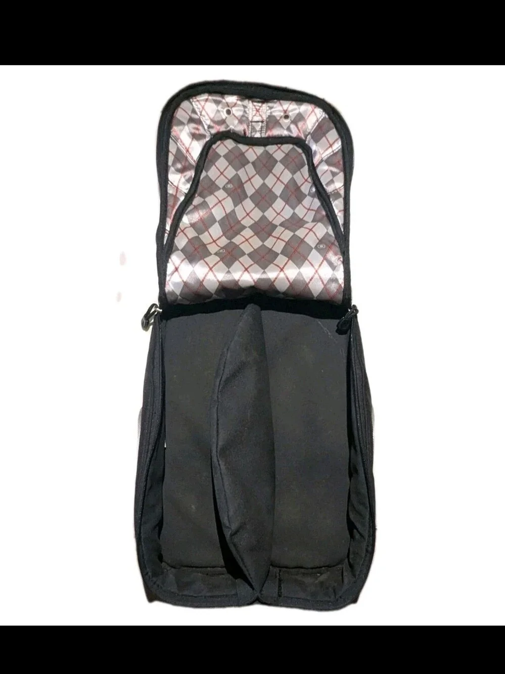 Ogio Golf Shoe Bag Travel Luggage Carry On Black Gray Soft Plaid Lining Padded